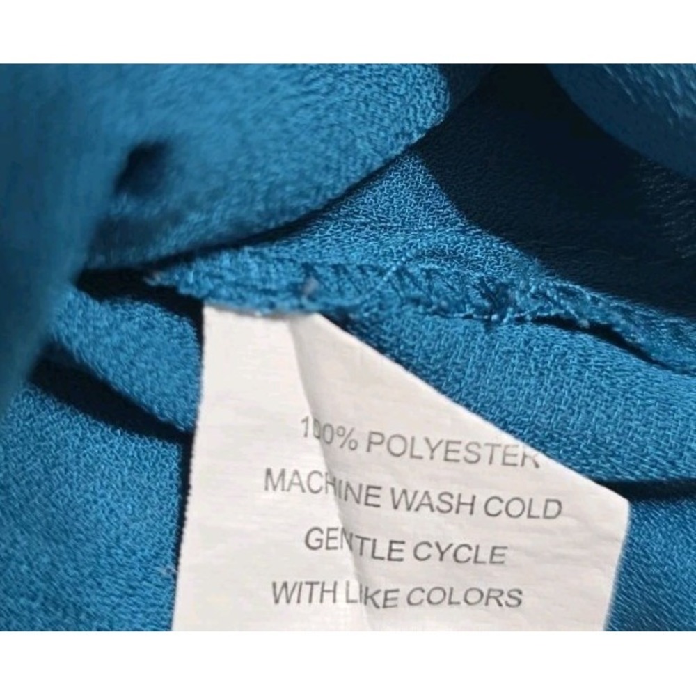 NY Collection Women's XL Teal Blouse - Picture 5 of 6